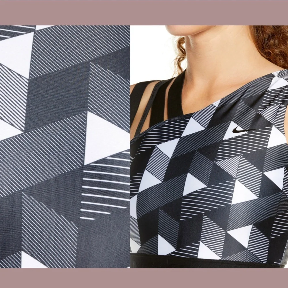 NWT Nike [ XL ] Serena Design‎ Crew Tennis Top in Black White Multi - Picture 2 of 12